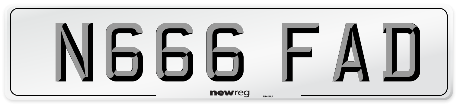 N666 FAD Number Plate from New Reg